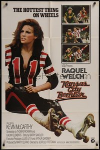 7t0928 KANSAS CITY BOMBER 1sh 1972 full-length sexy roller derby girl Raquel Welch!