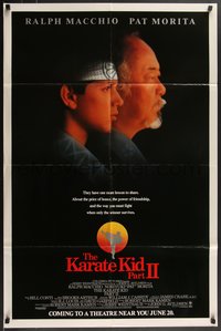 7t0930 KARATE KID PART II advance 1sh 1986 great profile of Pat Morita as Mr. Miyagi, Ralph Macchio!