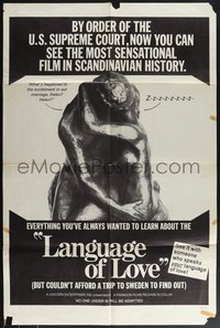 7t0941 LANGUAGE OF LOVE 1sh 1971 Swedish sex, the film they tried to ban, ultra rare!