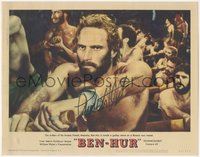 7t0035 BEN-HUR signed LC #7 1960 by Charlton Heston, close up as a galley slave, William Wyler!