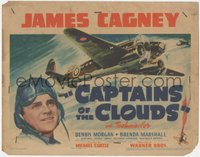 7t0309 CAPTAINS OF THE CLOUDS TC 1942 c/u of James Cagney + great art of WWII airplanes, rare!