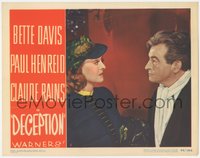 7t0373 DECEPTION LC #3 1946 great close up of Bette Davis staring at Claude Rains, rare!