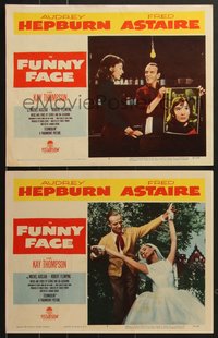 7t0712 FUNNY FACE 2 LCs 1957 Fred Astaire w/ bride sexy Audrey Hepburn, dancing, viewing portrait!