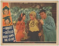 7t0393 HERE COME THE CO-EDS LC 1945 football player Lou Costello, coach Bud Abbott & Peggy Ryan c/u!