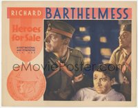 7t0394 HEROES FOR SALE LC 1933 close up of dirty Richard Barthelmess & WWI soldiers, ultra rare!