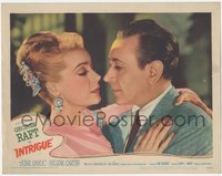 7t0406 INTRIGUE LC #2 1947 romantic close up of George Raft & pretty June Havoc about to kiss!