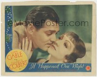 7t0408 IT HAPPENED ONE NIGHT LC R1937 romantic c/u of Clark Gable & Claudette Colbert, Frank Capra!