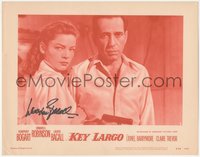 7t0050 KEY LARGO signed LC #8 R1956 by Lauren Bacall, who's close up with Humphrey Bogart, rare!