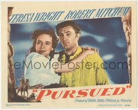 7t0440 PURSUED LC #3 1947 best close up of Teresa Wright with her arms around Robert Mitchum!