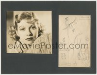 7t0098 LUCILLE BALL signed 5x8 pencil drawing in 11x14 display 1930s with an original 1936 still!