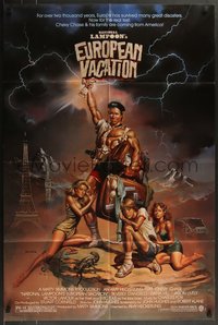 7t0985 NATIONAL LAMPOON'S EUROPEAN VACATION 1sh 1985 Chevy Chase, wacky fantasy art by Vallejo!