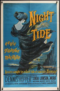 7t0092 NIGHT TIDE signed style B 1sh 1963 by Dennis Hopper, lovers caught in a sinister TERROR!