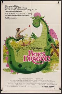 7t1005 PETE'S DRAGON 1sh R1984 Walt Disney, colorful art of cast headshots & dragon by Paul Wenzel!