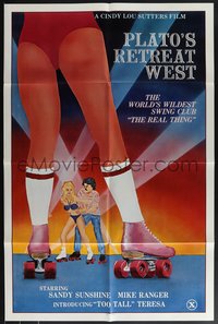 7t1012 PLATO'S RETREAT WEST 1sh 1983 Mike Ranger, Sandy Sunshine, wild sexy roller-disco artwork!