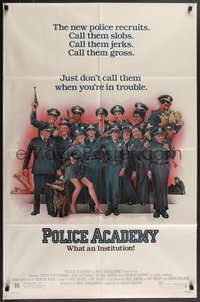 7t1017 POLICE ACADEMY 1sh 1984 Steve Guttenberg, Kim Cattrall, Drew Struzan police artwork!