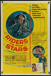 7t1037 RIDERS TO THE STARS 1sh 1954 William Lundigan has broken into outer space w/gravity zero!