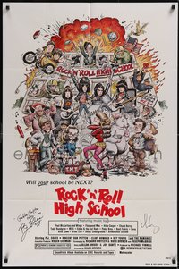 7t0095 ROCK 'N' ROLL HIGH SCHOOL signed 1sh 1979 by P.J. Soles AND rock 'n' roll star Alice Cooper!