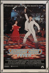 7t1050 SATURDAY NIGHT FEVER 1sh 1977 best image of disco John Travolta & Karen Lynn Gorney!