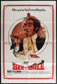 7t1063 SEX WITH A SMILE 1sh 1976 40 gradi all'ombra del lenzuolo, Marty Feldman eating a carrot!