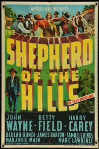 7t1068 SHEPHERD OF THE HILLS 1sh 1941 John Wayne, from Harold Bell Wright novel, great art!