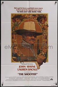 7t1071 SHOOTIST int'l 1sh 1976 best Richard Amsel art of aging gunfighter John Wayne & cast!