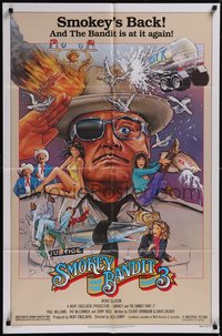 7t1084 SMOKEY & THE BANDIT PART 3 1sh 1983 Daniel Goozee action art of Jackie Gleason & cast!