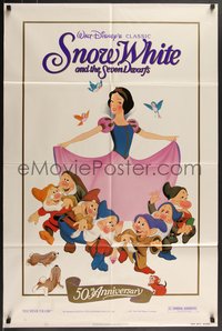 7t1086 SNOW WHITE & THE SEVEN DWARFS 1sh R1987 Walt Disney cartoon fantasy classic!