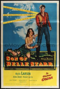 7t1089 SON OF BELLE STARR 1sh 1953 Keith Larsen, Peggie Castle, super sexy Dona Drake!