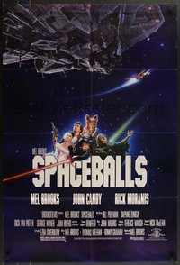 7t1091 SPACEBALLS 1sh 1987 Mel Brooks sci-fi Star Wars spoof, John Candy, Pullman!