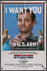 7t1104 STRIPES style B int'l 1sh 1981 Ivan Reitman classic military comedy, Bill Murray wants YOU!