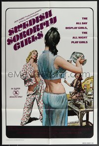 7t1110 SWEDISH SORORITY GIRLS 1sh 1977 sexy Heather Young, x-rated, the all night play girls!