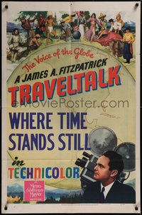 7t1131 TRAVELTALK 1sh 1947 James A. Fitzpatrick, cool art of people in international dress!