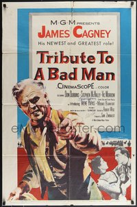 7t0097 TRIBUTE TO A BAD MAN signed 1sh 1956 by Irene Papas, Robert Wise AND James Cagney!