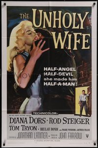 7t1136 UNHOLY WIFE 1sh 1957 sexy half-devil half-angel bad girl Diana Dors made him half a man!