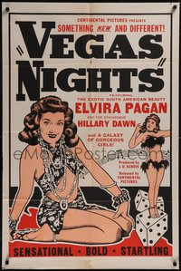 7t1141 VEGAS NIGHTS 1sh 1948 sexy exotic South American beauty Elvira Pagan, dice, burlesque, rare!