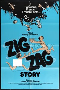 7t1163 ZIG ZAG STORY 1sh 1986 Bellego, Christian Francois, cartoon art of naked man & woman, rare!