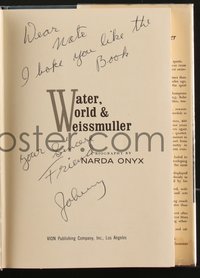 7t0142 JOHNNY WEISSMULLER signed hardcover book 1964 his biography Water, World & Weissmuller!