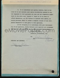 7t0103 JANE FONDA signed contract 1959 testing her to see if she was qualified for 1961's Parrish!