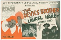 7t1184 DEVIL'S BROTHER herald 1933 great Hirschfeld art of Stan Laurel & Oliver Hardy, ultra rare!