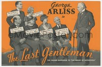 7t1198 LAST GENTLEMAN herald 1934 art & photo of star George Arliss, Edna May Oliver, ultra rare!