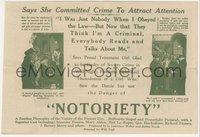 7t1204 NOTORIETY herald 1922 Maurine Powers says she committed a crime to attract attention, rare!