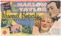 7t1207 PERSONAL PROPERTY herald 1937 Jean Harlow calls handsome butler Robert Taylor her own, rare!