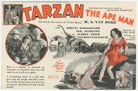 7t1217 TARZAN THE APE MAN herald 1932 two art images of Johnny Weismuller & Maureen O'Sullivan!