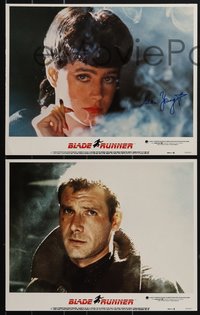 7t0077 BLADE RUNNER 8 LCs 1982 one with best image signed by sexy, smoking Sean Young!