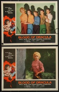 7t0661 BLOOD OF DRACULA 4 LCs 1957 great images cast images, cool vampire border art!