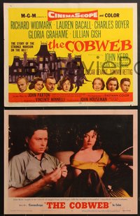 7t0501 COBWEB 8 LCs 1955 Richard Widmark, Lauren Bacall, Charles Boyer, Gloria Grahame, Lillian Gish