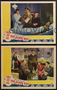 7t0693 GLASS KEY 3 LCs 1942 great images of Alan Ladd, sexy Veronica Lake & Brian Donlevy!