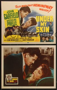 7t0576 UNDER MY SKIN 8 LCs 1950 John Garfield, sexy Micheline Presle, from Ernest Hemingway's story!