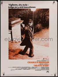 7w0112 DEATH WISH 30x40 1974 classic image of vigilante Charles Bronson used on the one-sheet!