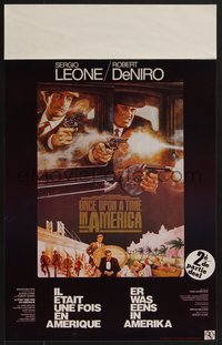 7w0810 ONCE UPON A TIME IN AMERICA Belgian 1984 De Niro, Woods, Leone, different art by Tom Jung!